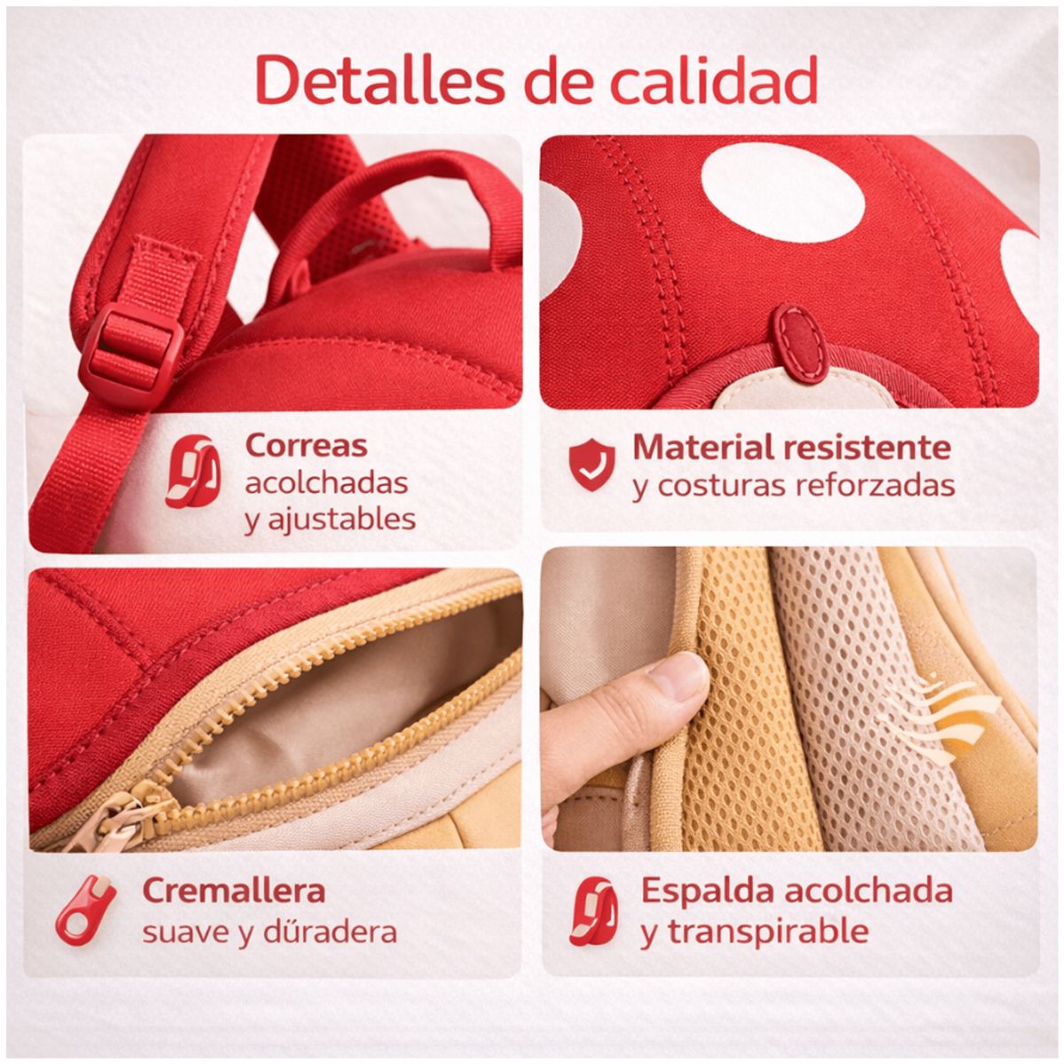 HOMER OUTDOOR - Bonita Mochila Escolar Para Niños Con Forma De Hongo