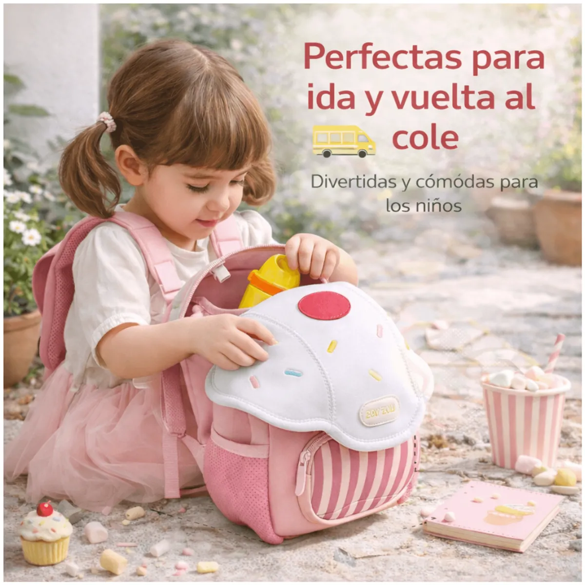 HOMER OUTDOOR - Bonita Mochila Escolar Para Niños Con Forma De Hongo