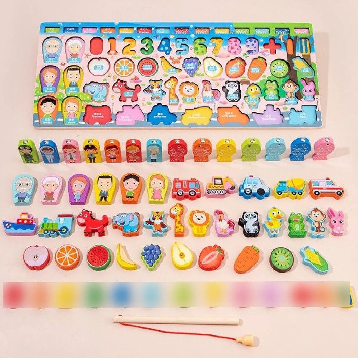 KUANGYE - Rompecabezas De Madera Con Juego De Pesca Magnéticos