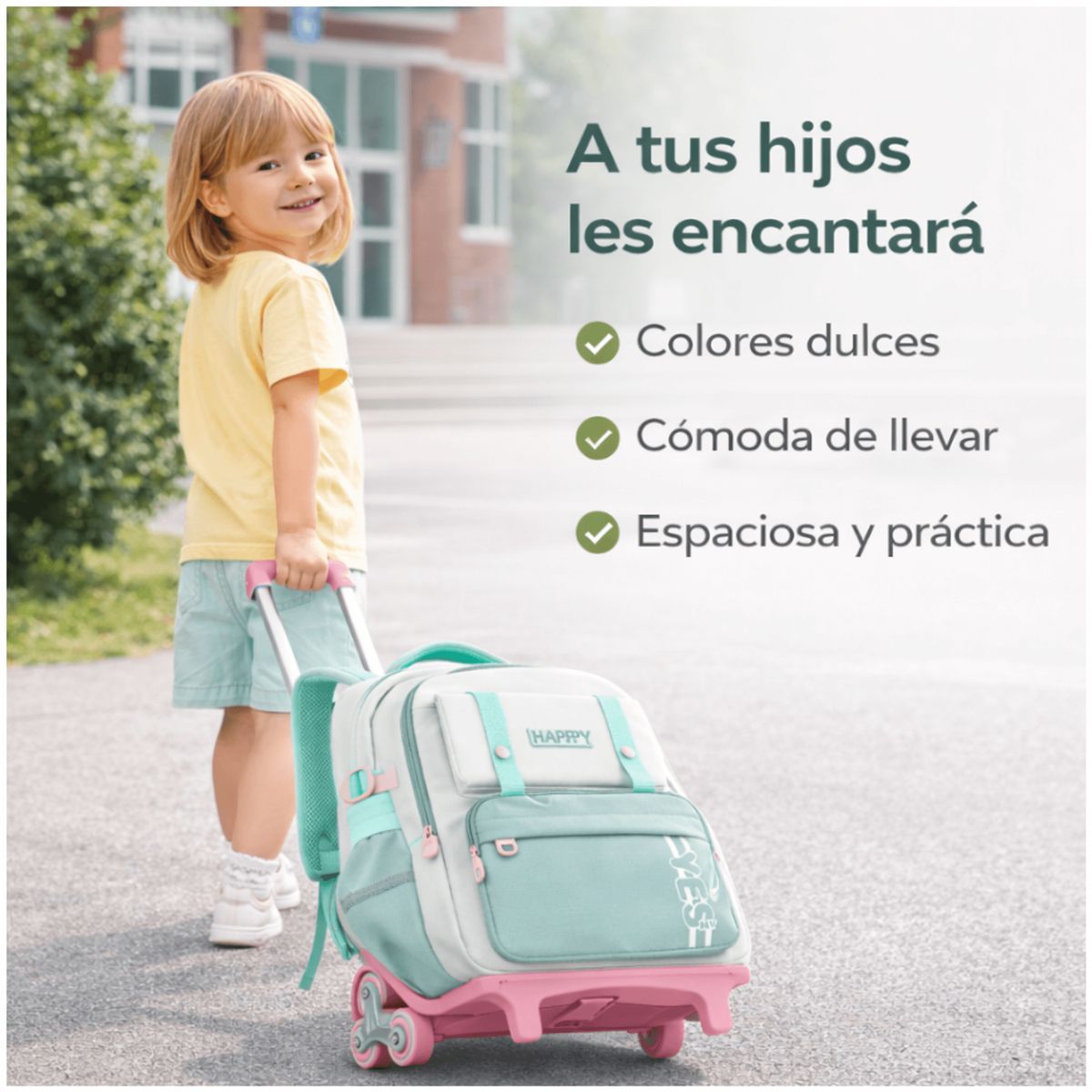 HOMER OUTDOOR - Mochila Escolar Homer Outdoor Con Ruedas Y Estuche