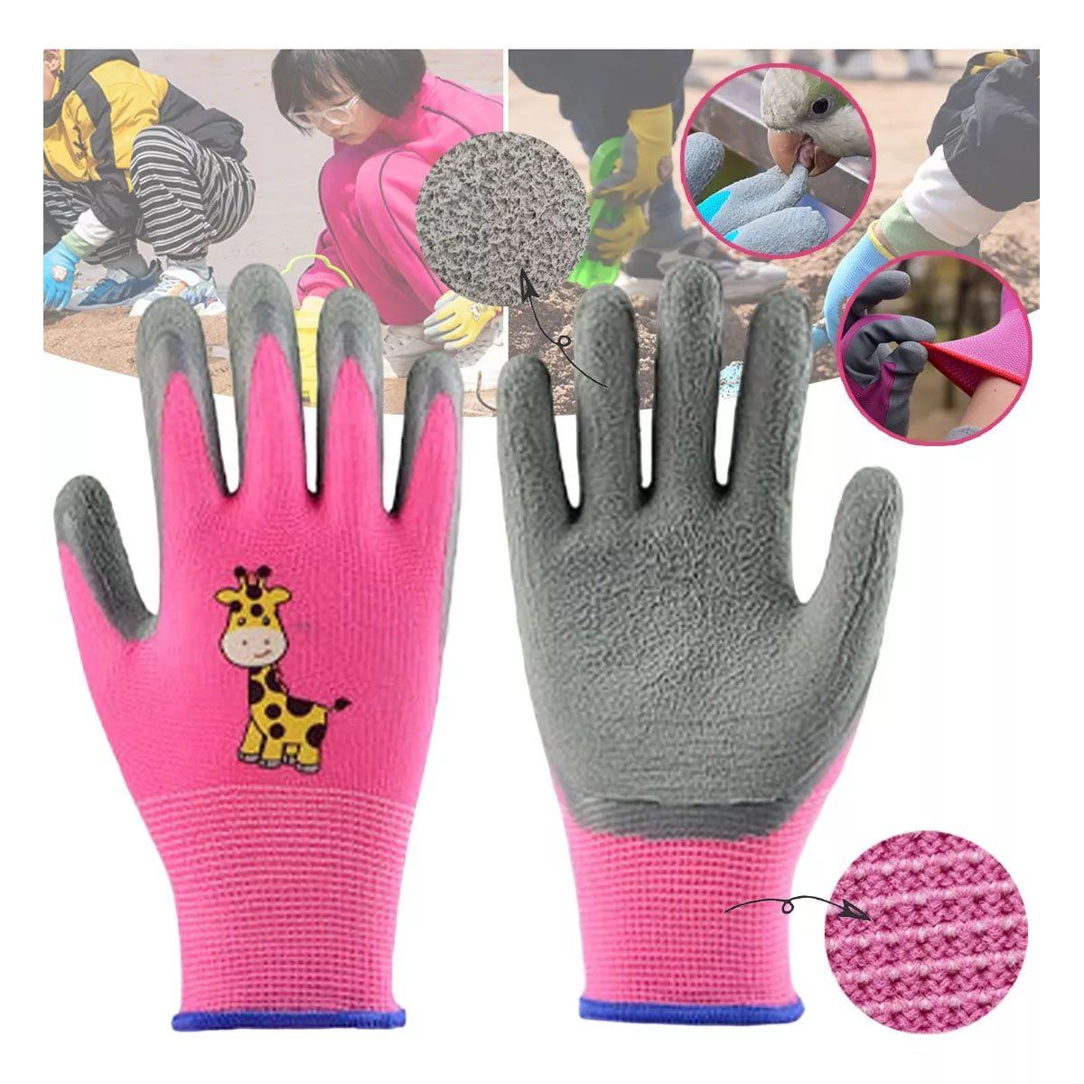 EDWINAYY - Guantes De Jardinería Para Ni?os 5 A 11 A?os Azul Y Rosado