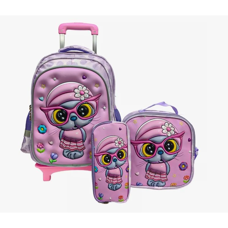 HOMER OUTDOOR - Set 3 Mochila Con Rueda Escolar+lonchera Bolso+cartuchera3d