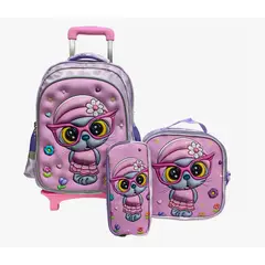 HOMER OUTDOOR - Set 3 Mochila Con Rueda Escolar+lonchera Bolso+cartuchera3d