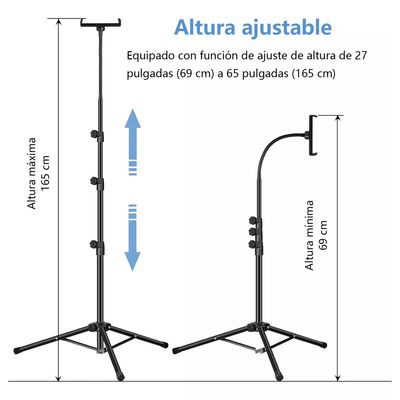 Imagen 2 del producto Trípode Soporte Para iPad Tablet Celular Ajustable 69-165cm