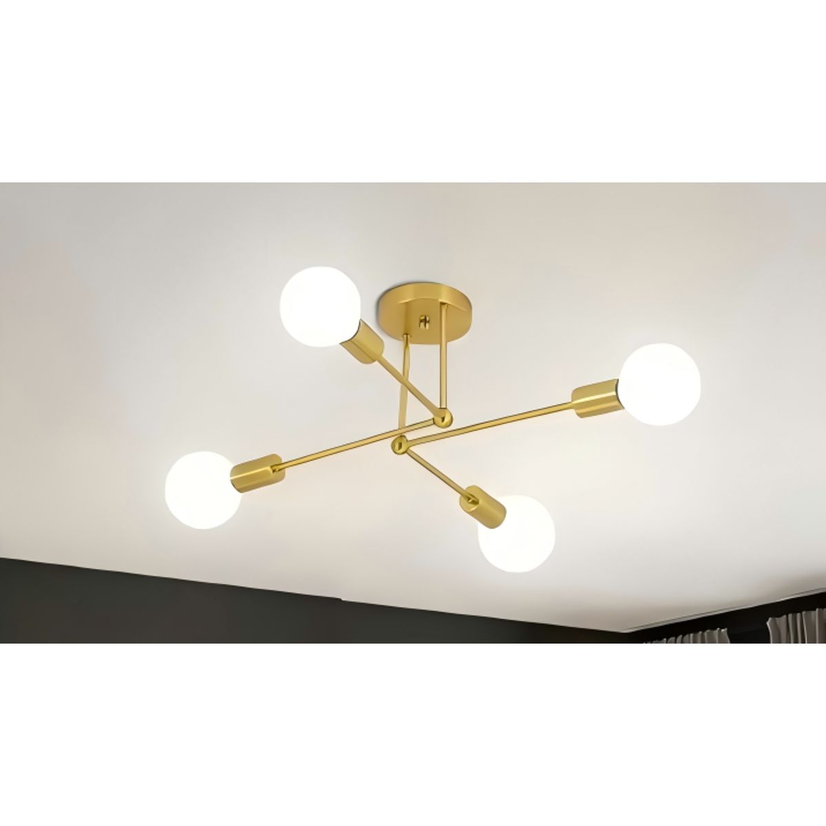 CASA NEW - Lámpara de Techo de 4 Luces Nórdica Dorada