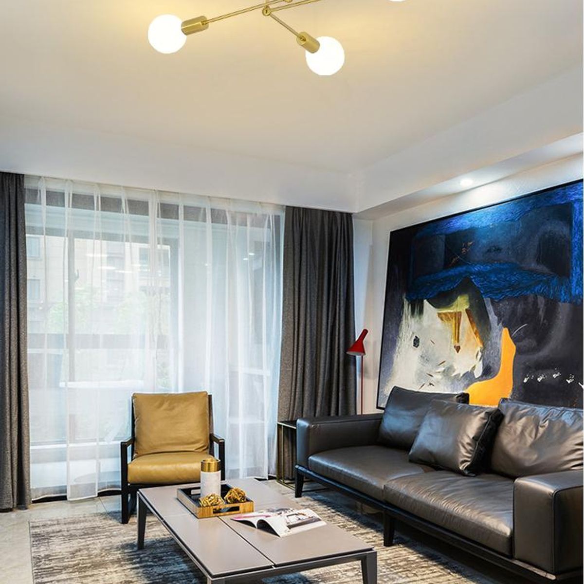 CASA NEW - Lámpara de Techo de 4 Luces Nórdica Dorada