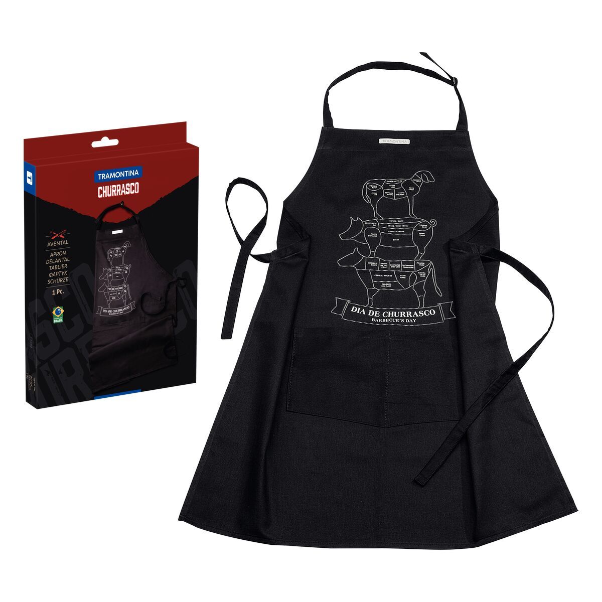 TRAMONTINA - Delantal Estampado Tramontina Asado Producido en Tela 100 % Algodón