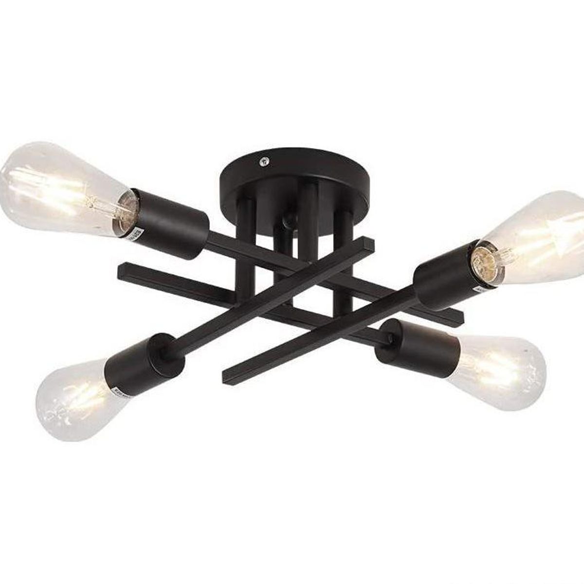 CASA NEW - Lampara de Techo Iluminación Negro Metal 38 Cm