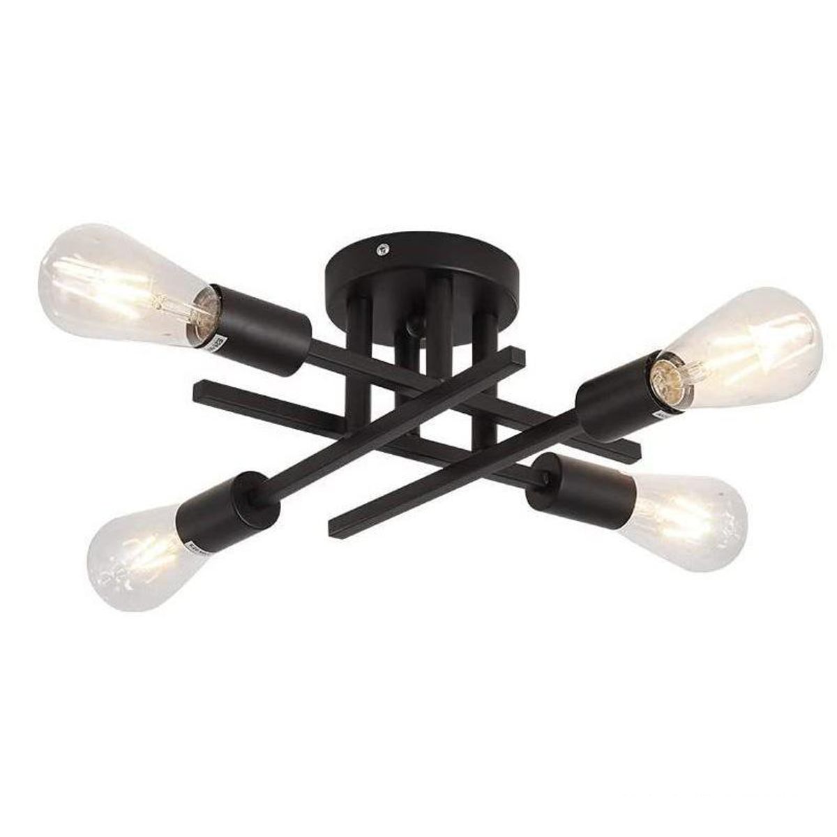 CASA NEW - Lampara de Techo Iluminación Negro Metal 38 Cm