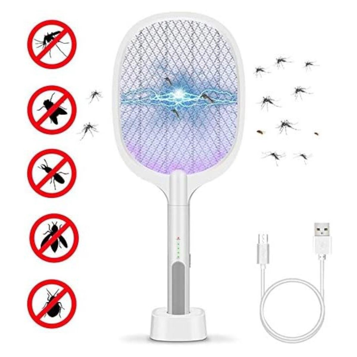 INVENCIBLE - MATAMOSCAS ELÉCTRICO MATA INSECTO RECARGABLE LAMPARA UV NC53