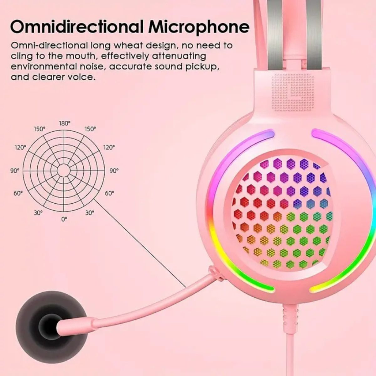 EZRA - Audifonos Gamer Rosados Con Rgb para + Fps