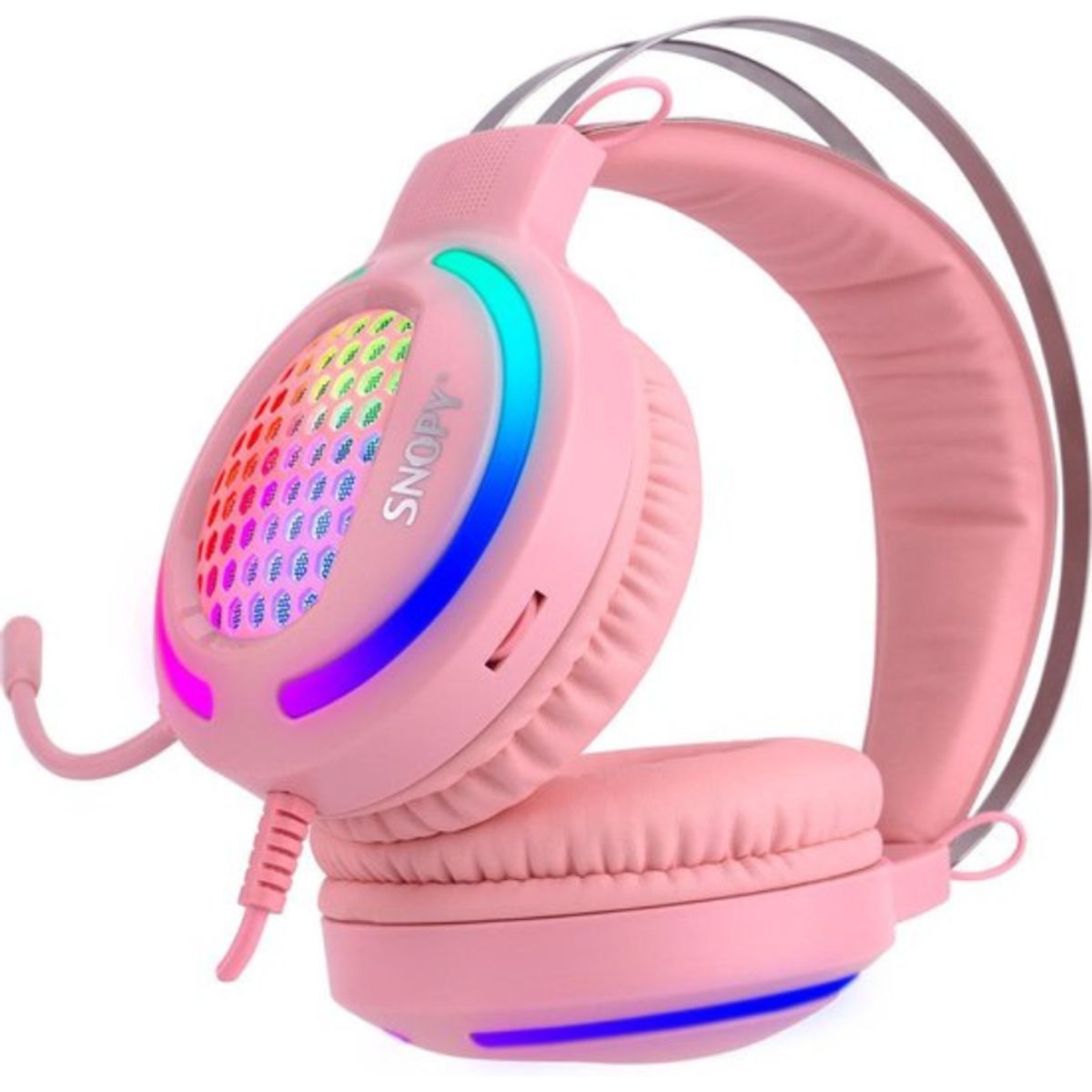 EZRA - Audifonos Gamer Rosados Con Rgb para + Fps