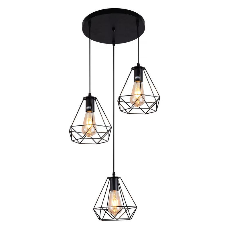 CASA NEW - Lámpara de techo Vintage 3 Luces Negro