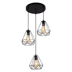 CASA NEW - Lámpara de techo Vintage 3 Luces Negro