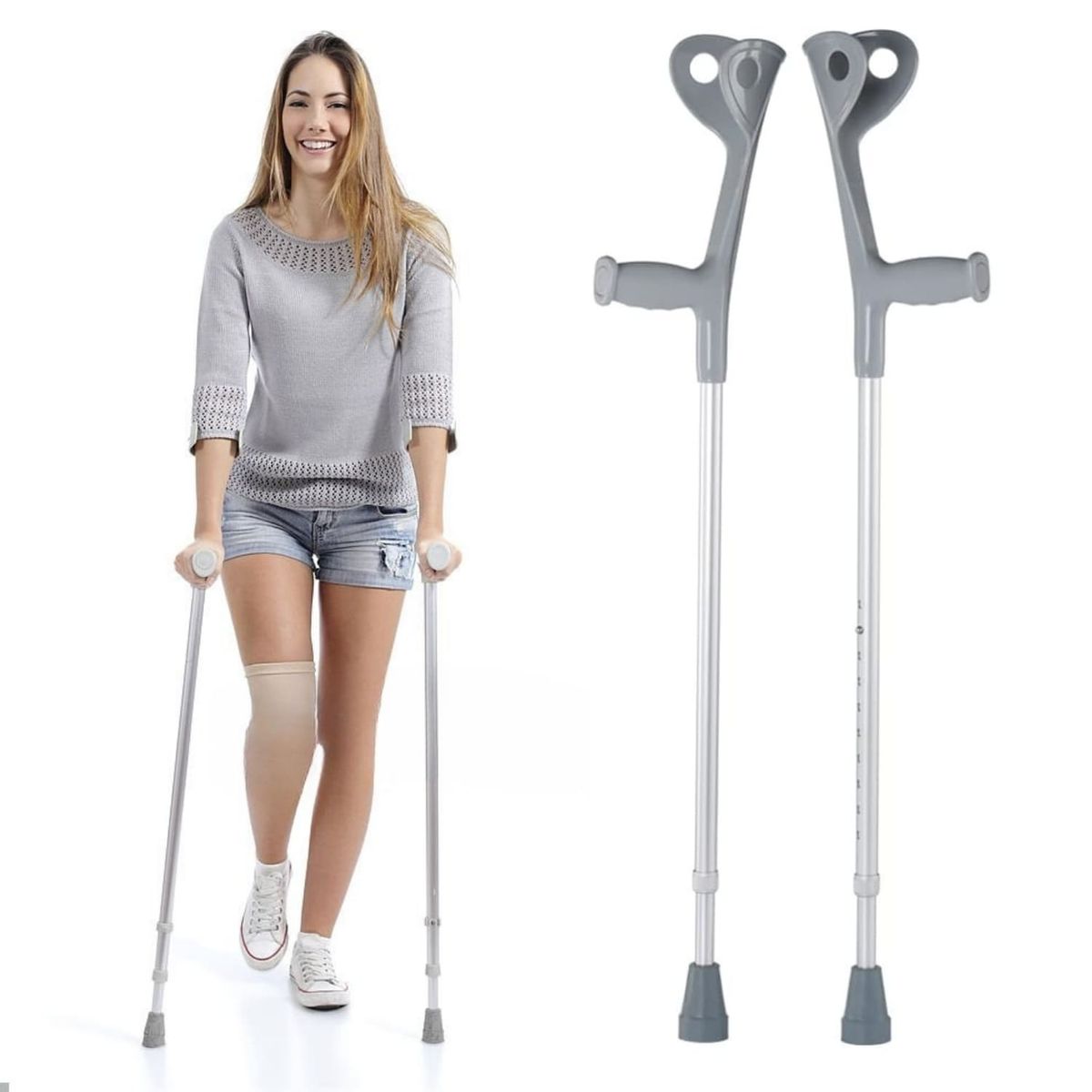 ACQUI - Set de 2 bastón muleta canadiense ortopédico antideslizante