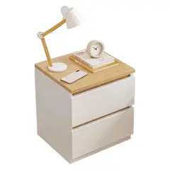 CRUSEC - Velador Doble Cajón Estilo Nórdico 413032cm Blanco