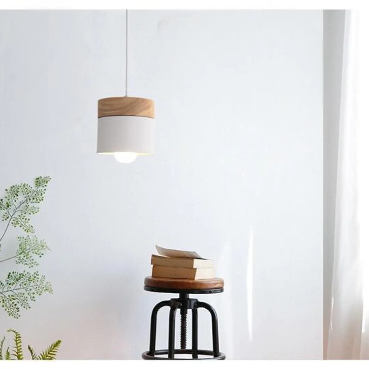 CASA NEW - Lámpara Colgante Nórdica Blanco Con Ampolletas