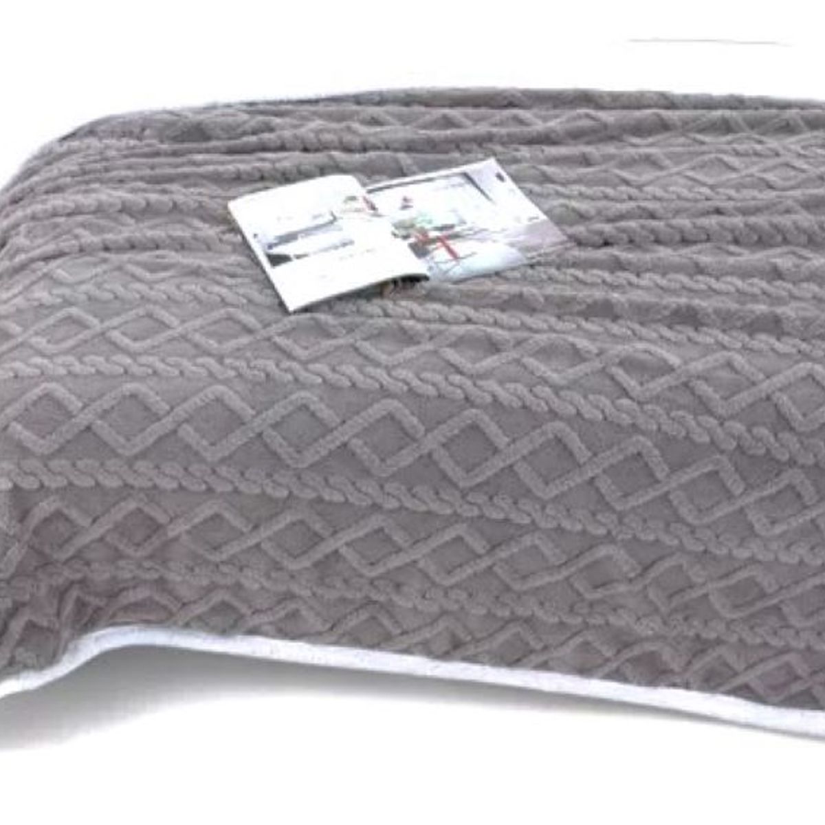 GENERICO - FRAZADA TEXTURIZADA 1.5 PLAZAS UNICOLOR GRIS TF
