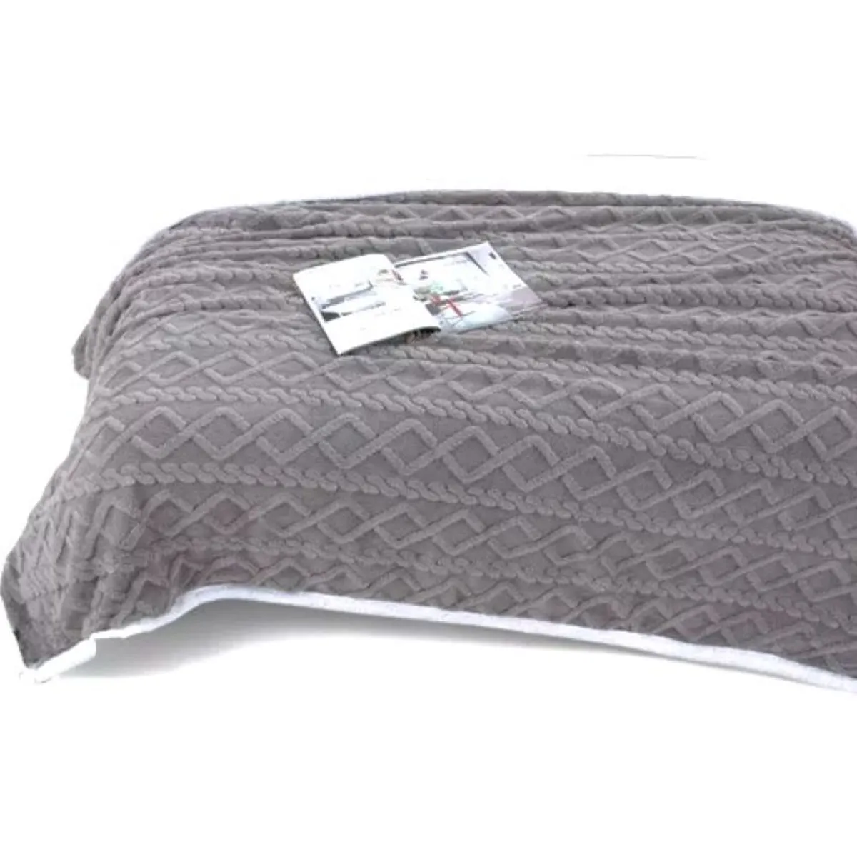 GENERICO - FRAZADA TEXTURIZADA 1.5 PLAZAS UNICOLOR GRIS TF