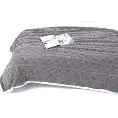 GENERICO - FRAZADA TEXTURIZADA 1.5 PLAZAS UNICOLOR GRIS TF