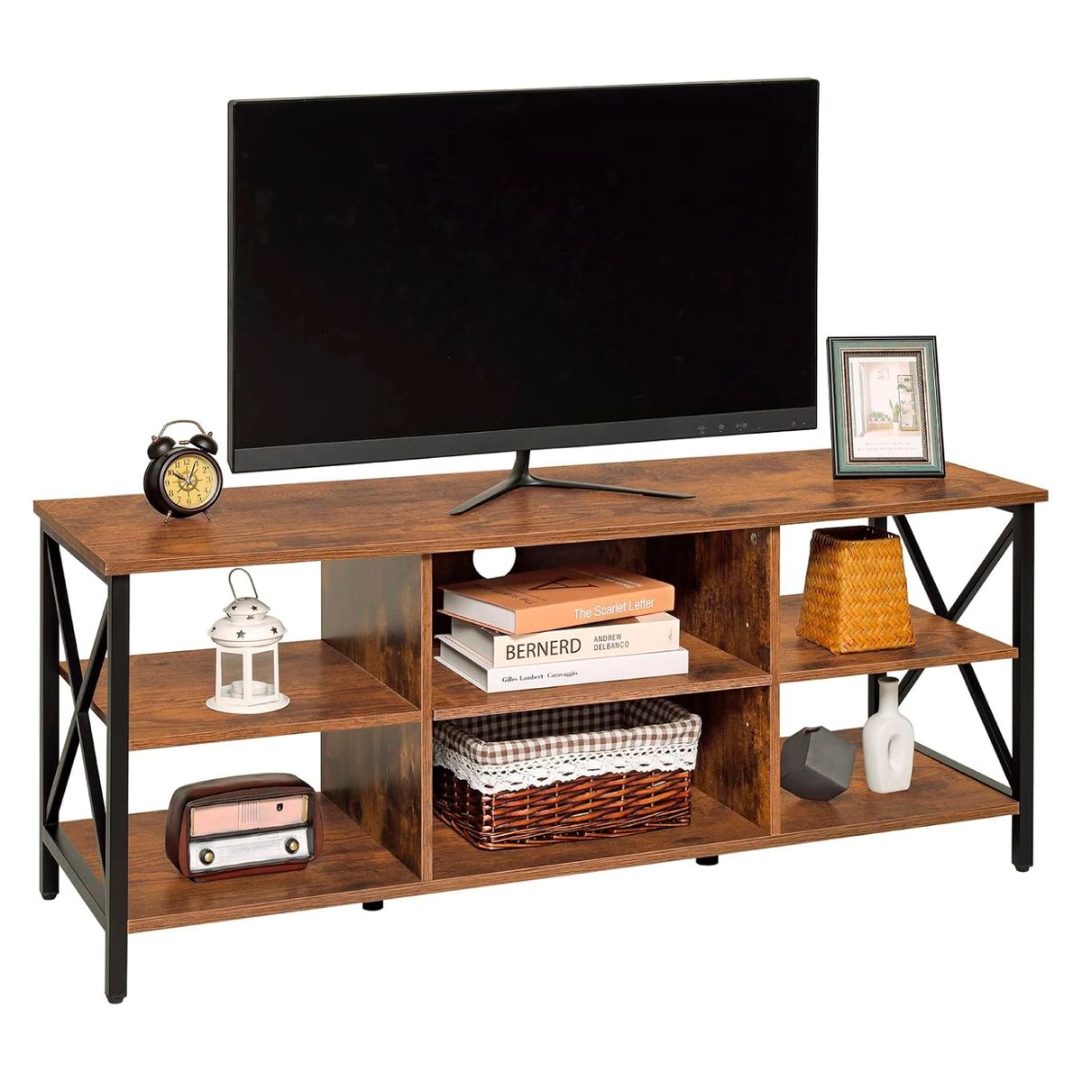 KLIK - Rack Arrimo Tv Living Moderno Librero Industrial Madera Café
