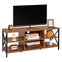 Rack Arrimo Tv Living Moderno Librero Industrial Madera Café