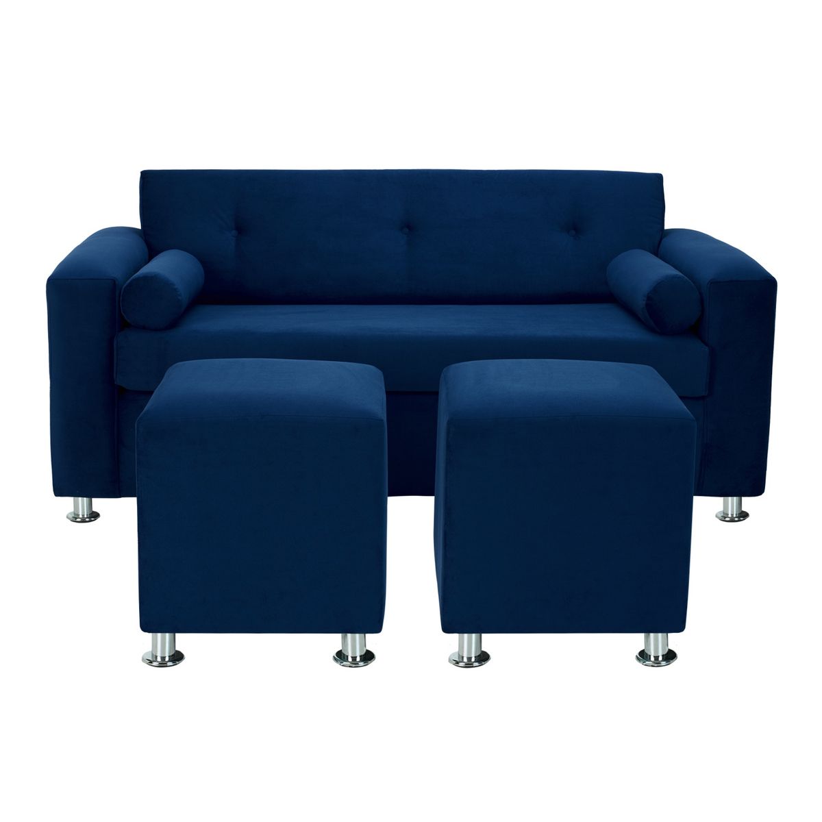 BODEVIR - Sofa Vivo 3C+2 Pouf Felpa 12 Azul Marino