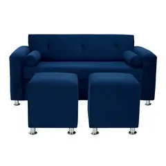BODEVIR - Sofa Vivo 3C+2 Pouf Felpa 12 Azul Marino