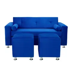BODEVIR - Sofa Vivo 3C+2 Pouf Felpa 12 Azul Rey
