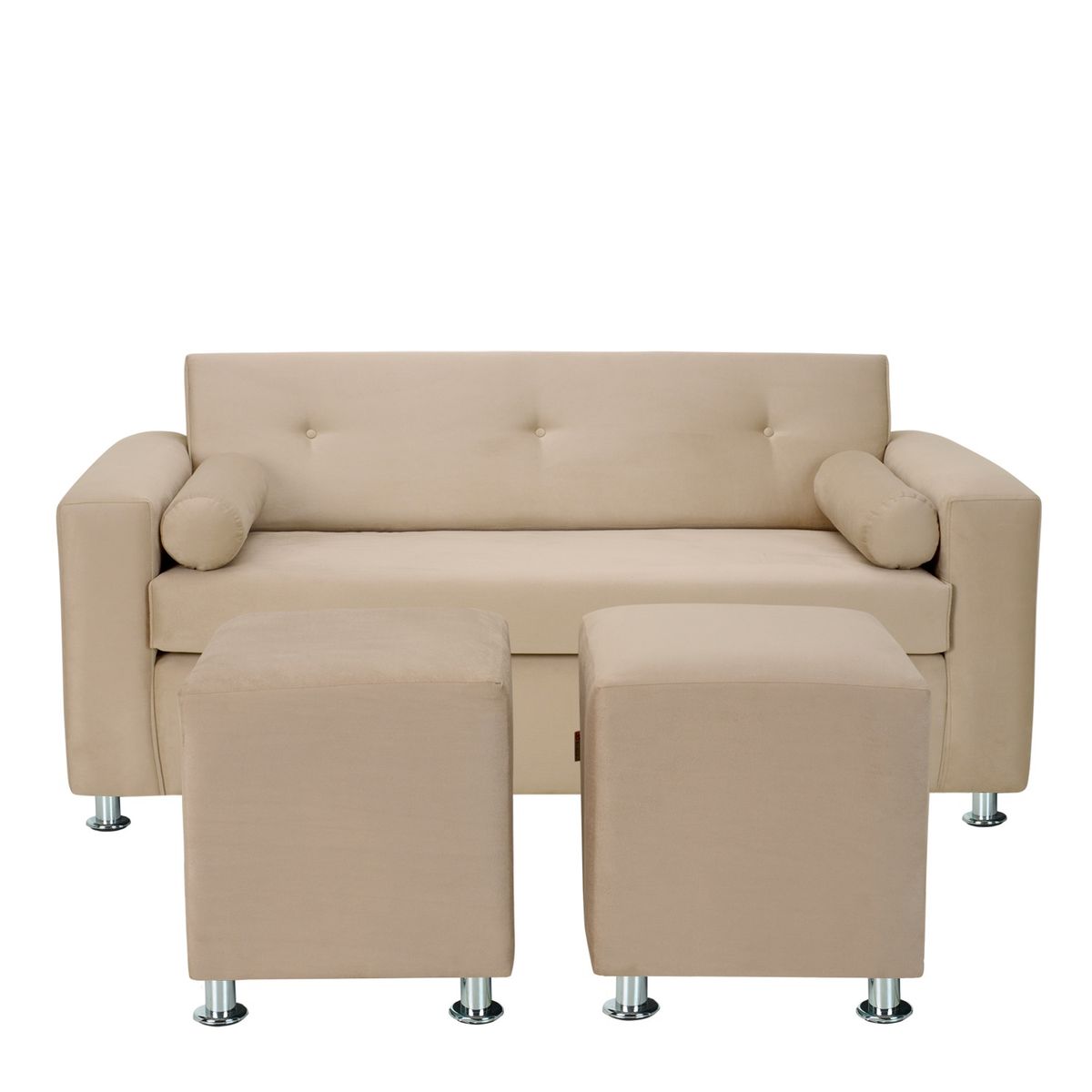 BODEVIR - Sofa Vivo 3C+2 Pouf Felpa 12 Beige