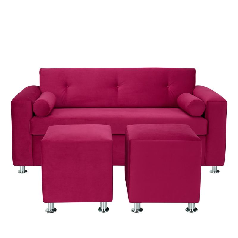 BODEVIR - Sofa Vivo 3C+2 Pouf Felpa 12 Burdeo