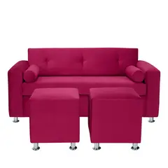 BODEVIR - Sofa Vivo 3C+2 Pouf Felpa 12 Burdeo