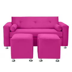 BODEVIR - Sofa Vivo 3C+2 Pouf Felpa 12 Fucsia