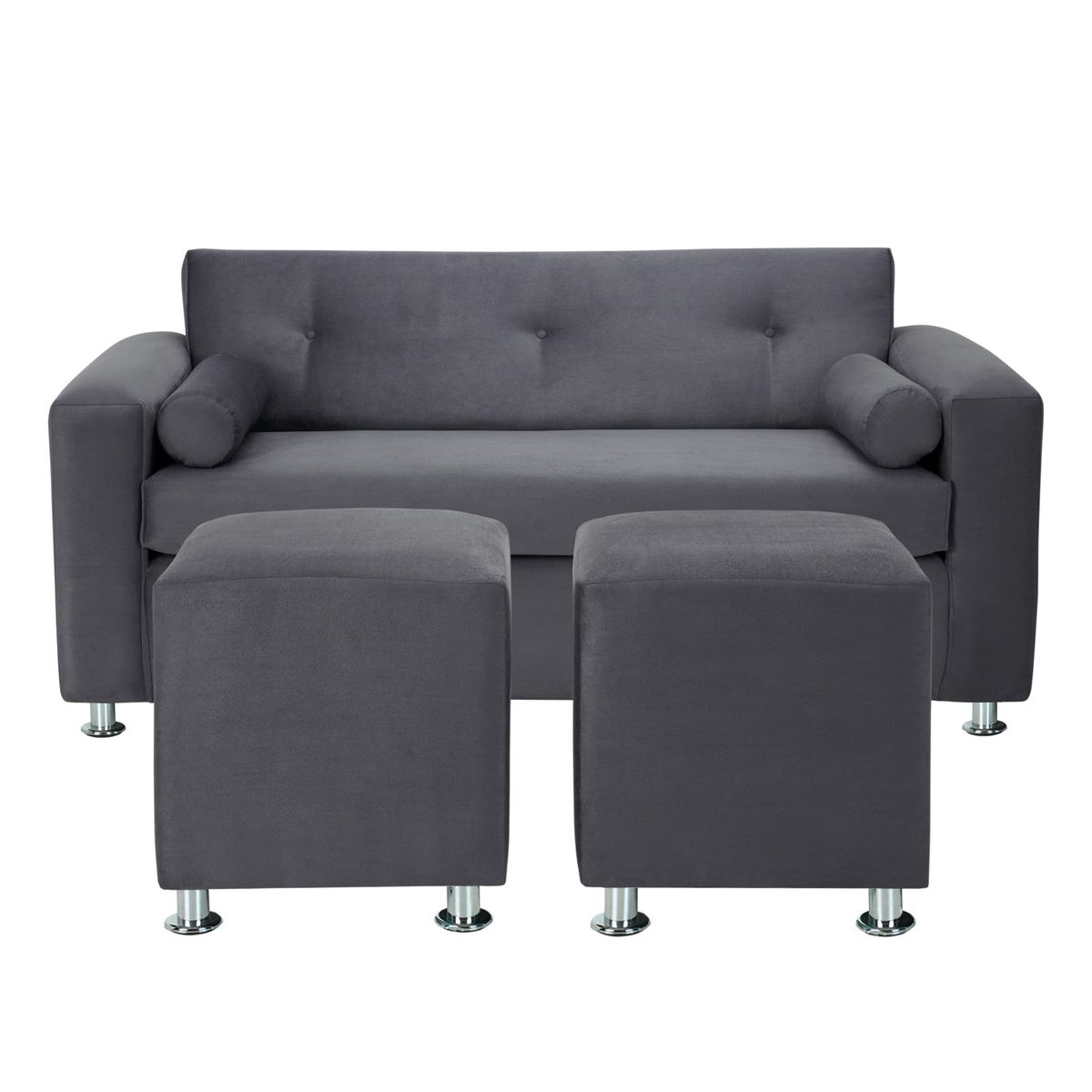 BODEVIR - Sofa Vivo 3C+2 Pouf Felpa 12 Gris