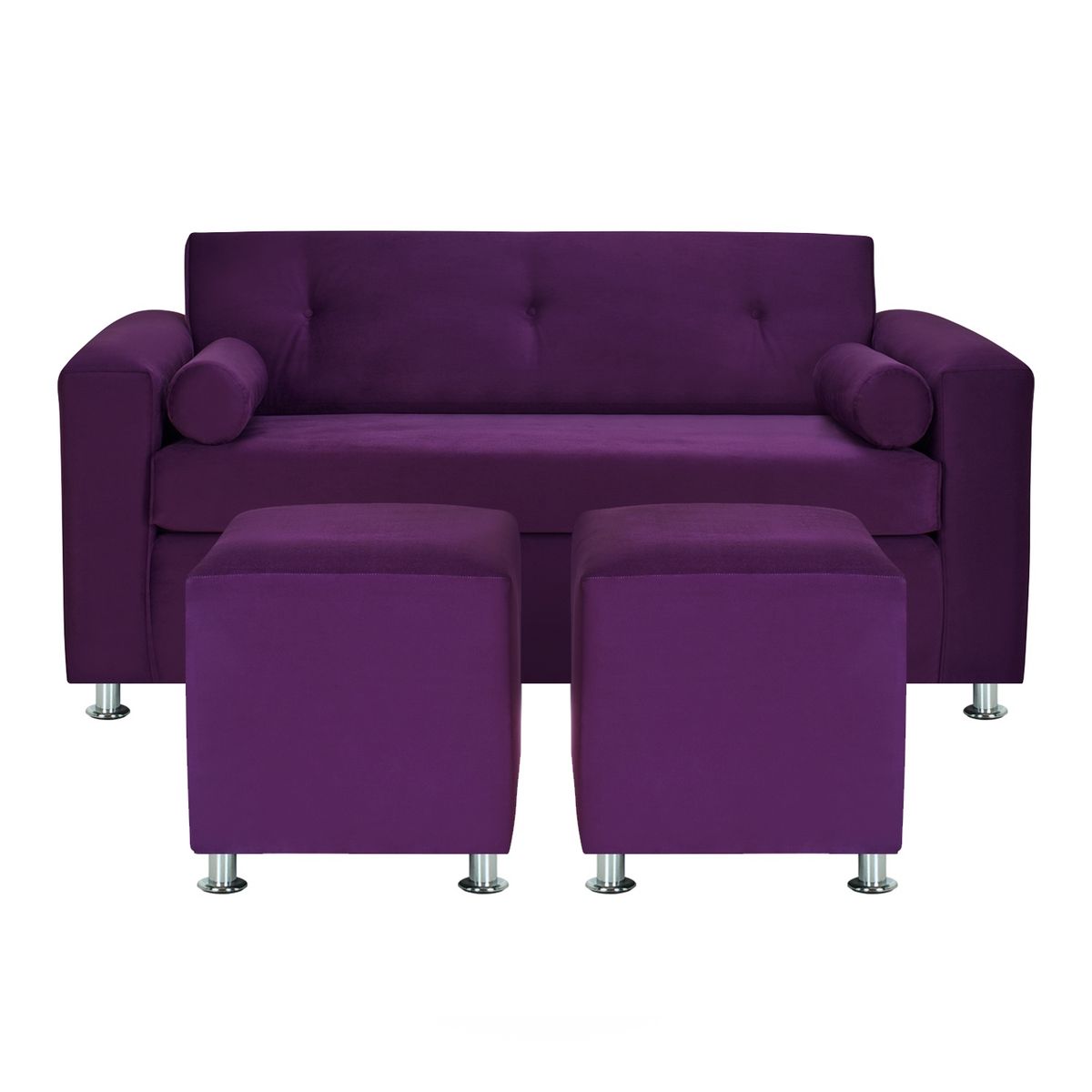 BODEVIR - Sofa Vivo 3C+2 Pouf Felpa 12 Morado