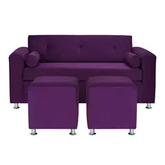 BODEVIR - Sofa Vivo 3C+2 Pouf Felpa 12 Morado