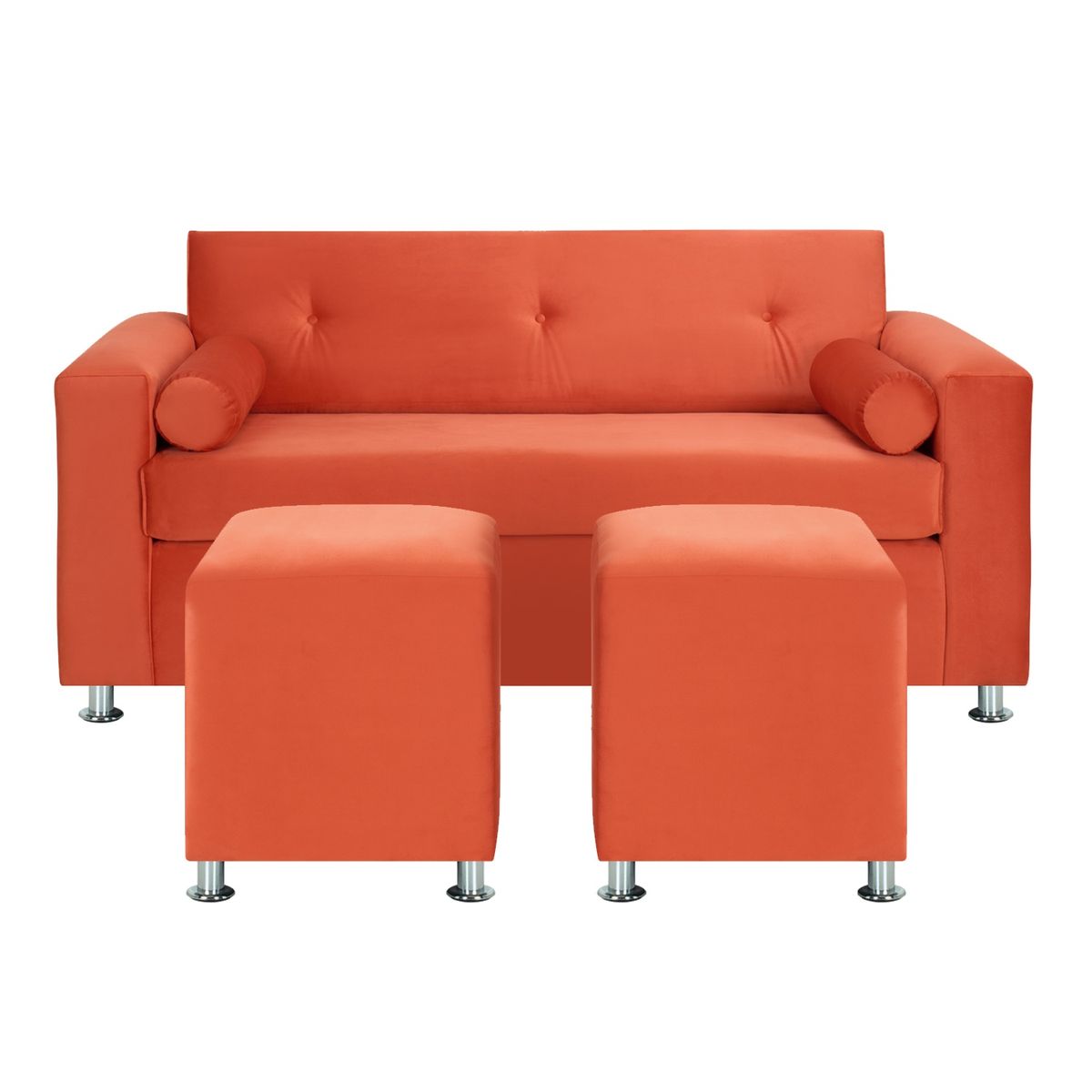 BODEVIR - Sofa Vivo 3C+2 Pouf Felpa 12 Naranjo