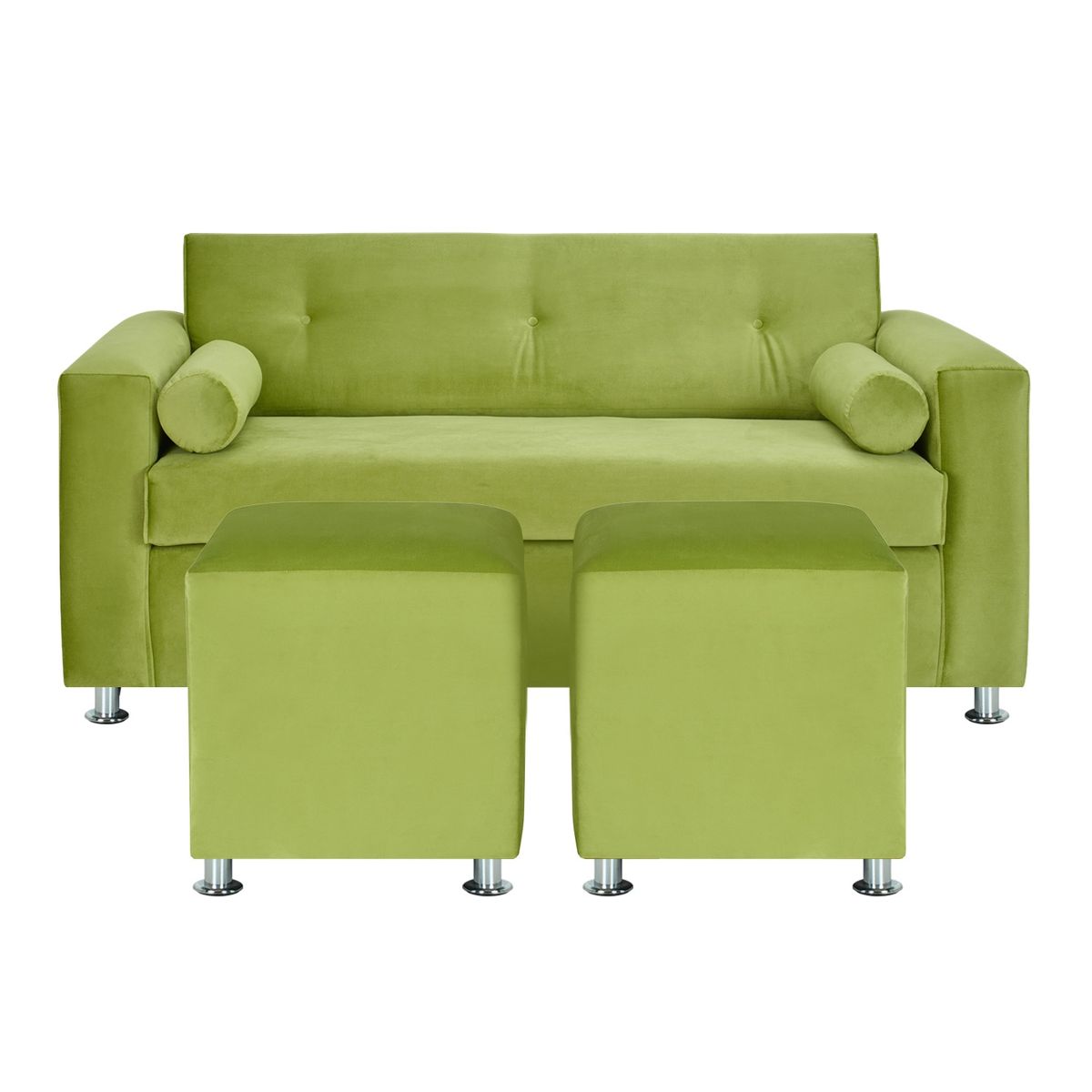 BODEVIR - Sofa Vivo 3C+2 Pouf Felpa 12 Pistacho