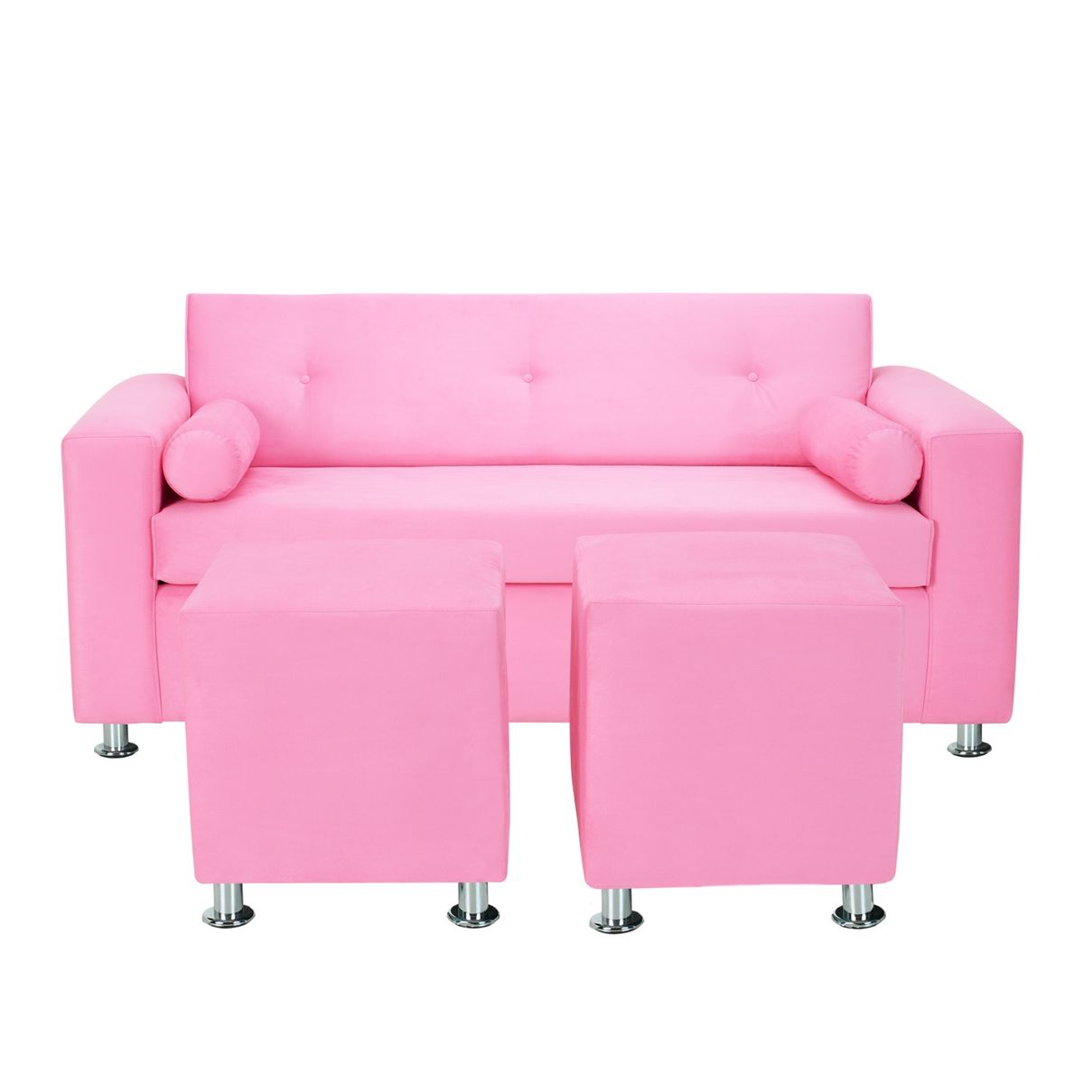 BODEVIR - Sofa Vivo 3C+2 Pouf Felpa 12 Rosado