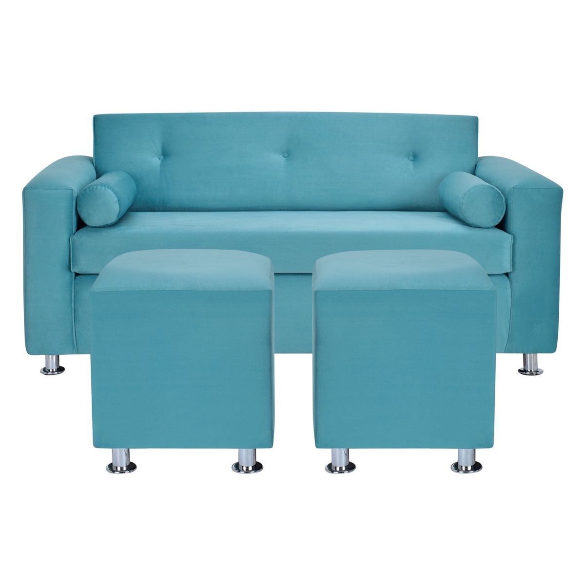 BODEVIR - Sofa Vivo 3C+2 Pouf Felpa 12 Turquesa