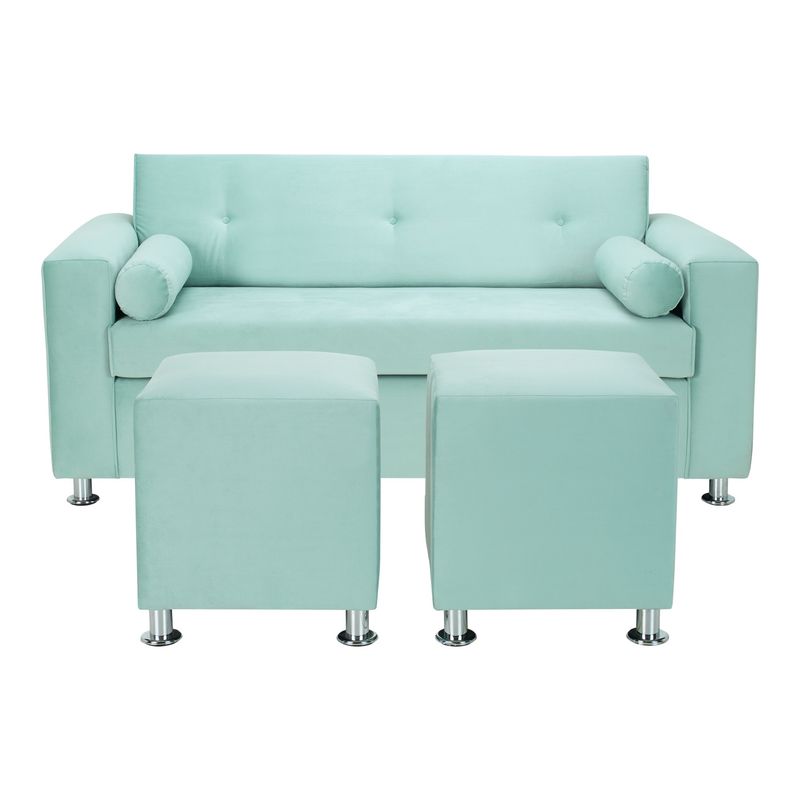 BODEVIR - Sofa Vivo 3C+2 Pouf Felpa 12 Verde Agua