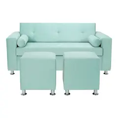BODEVIR - Sofa Vivo 3C+2 Pouf Felpa 12 Verde Agua