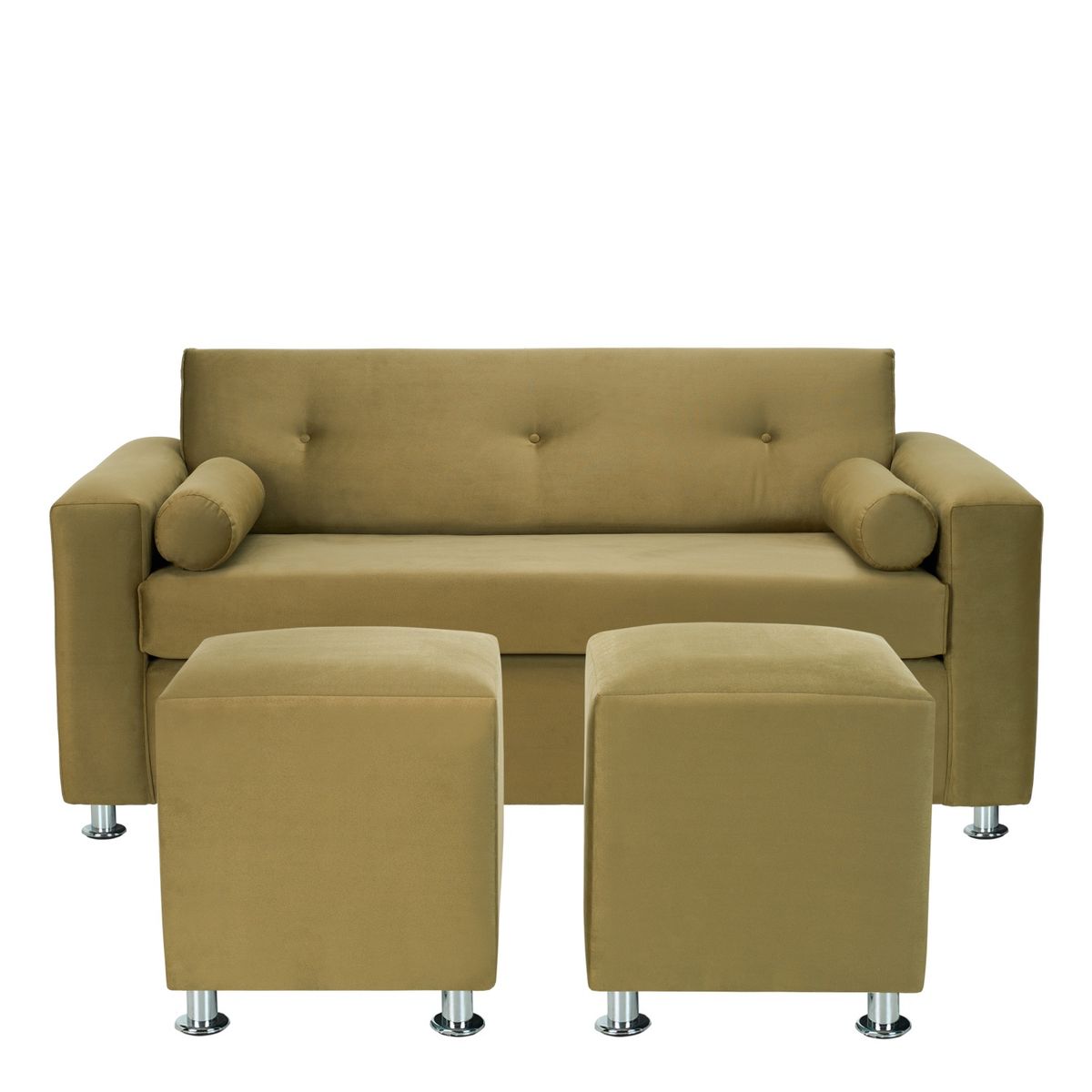 BODEVIR - Sofa Vivo 3C+2 Pouf Felpa 12 Verde Musgo