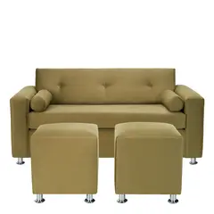 BODEVIR - Sofa Vivo 3C+2 Pouf Felpa 12 Verde Musgo