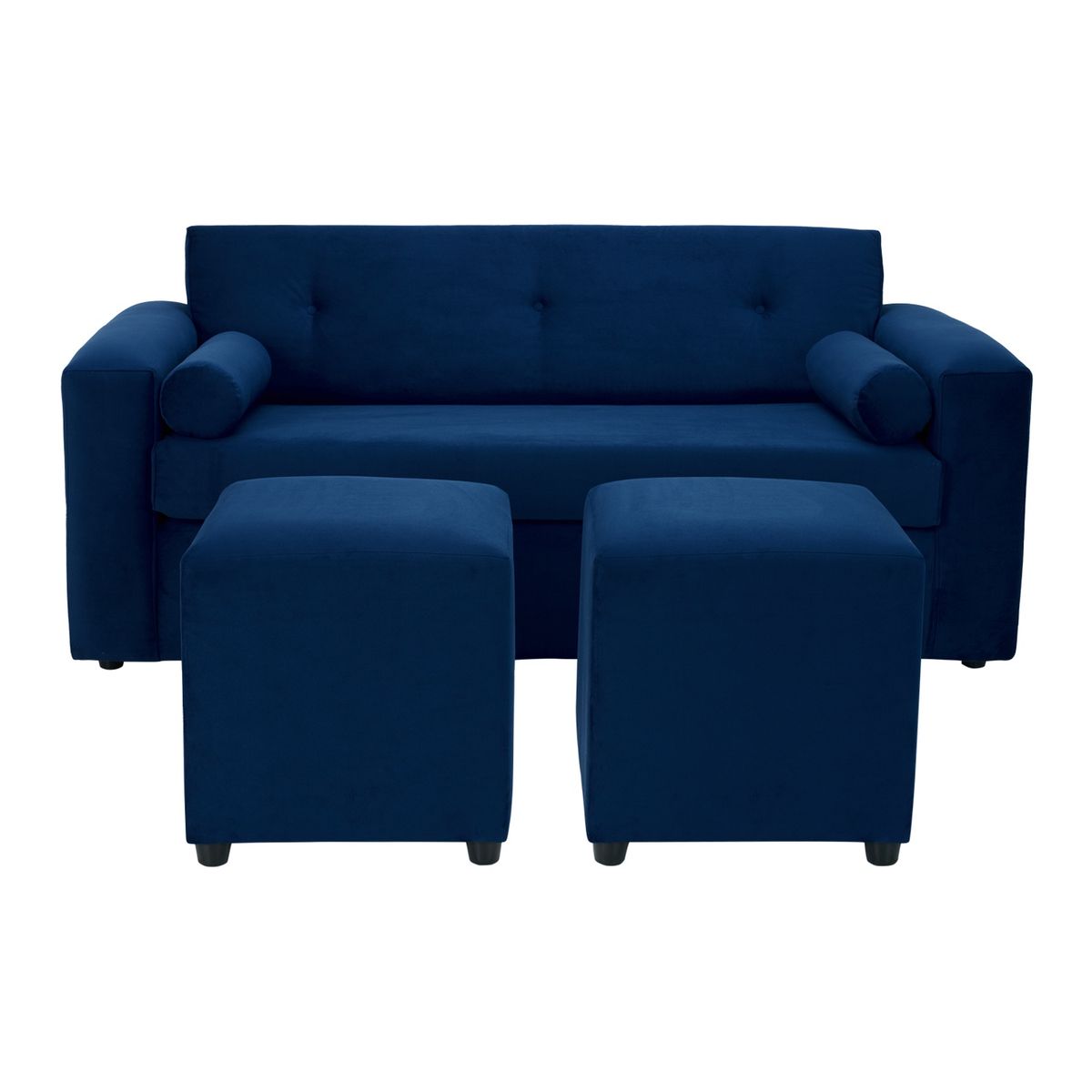 BODEVIR - Sofa Vivo 3C+2 Pouf Felpa 30 Azul Marino