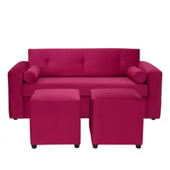 BODEVIR - Sofa Vivo 3C+2 Pouf Felpa 30 Burdeo