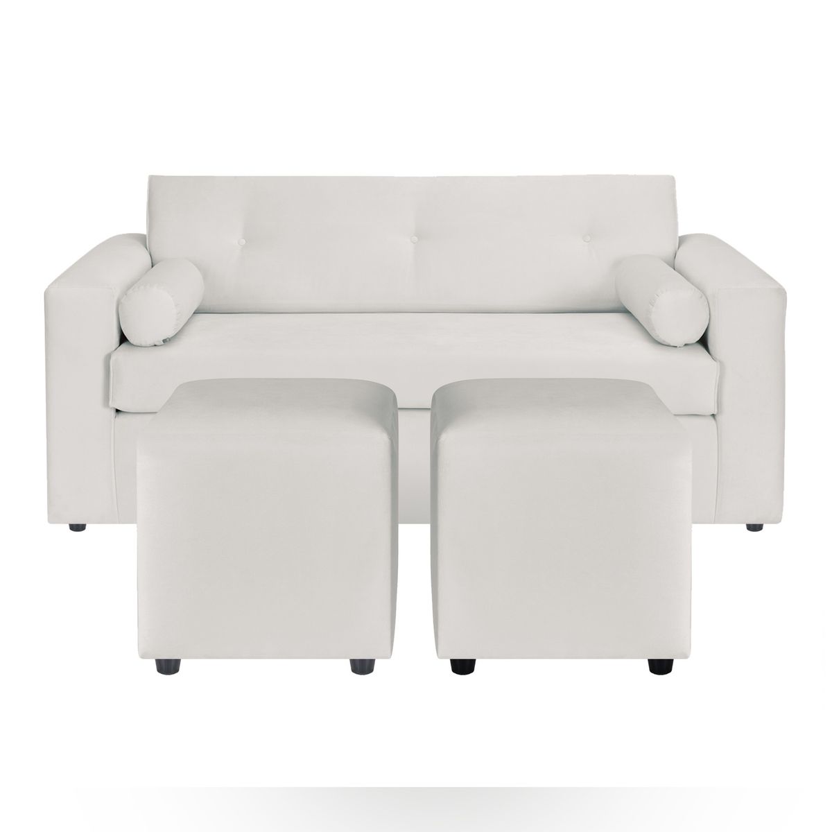 BODEVIR - Sofa Vivo 3C+2 Pouf Felpa 30 Crudo
