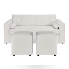 BODEVIR - Sofa Vivo 3C+2 Pouf Felpa 30 Crudo