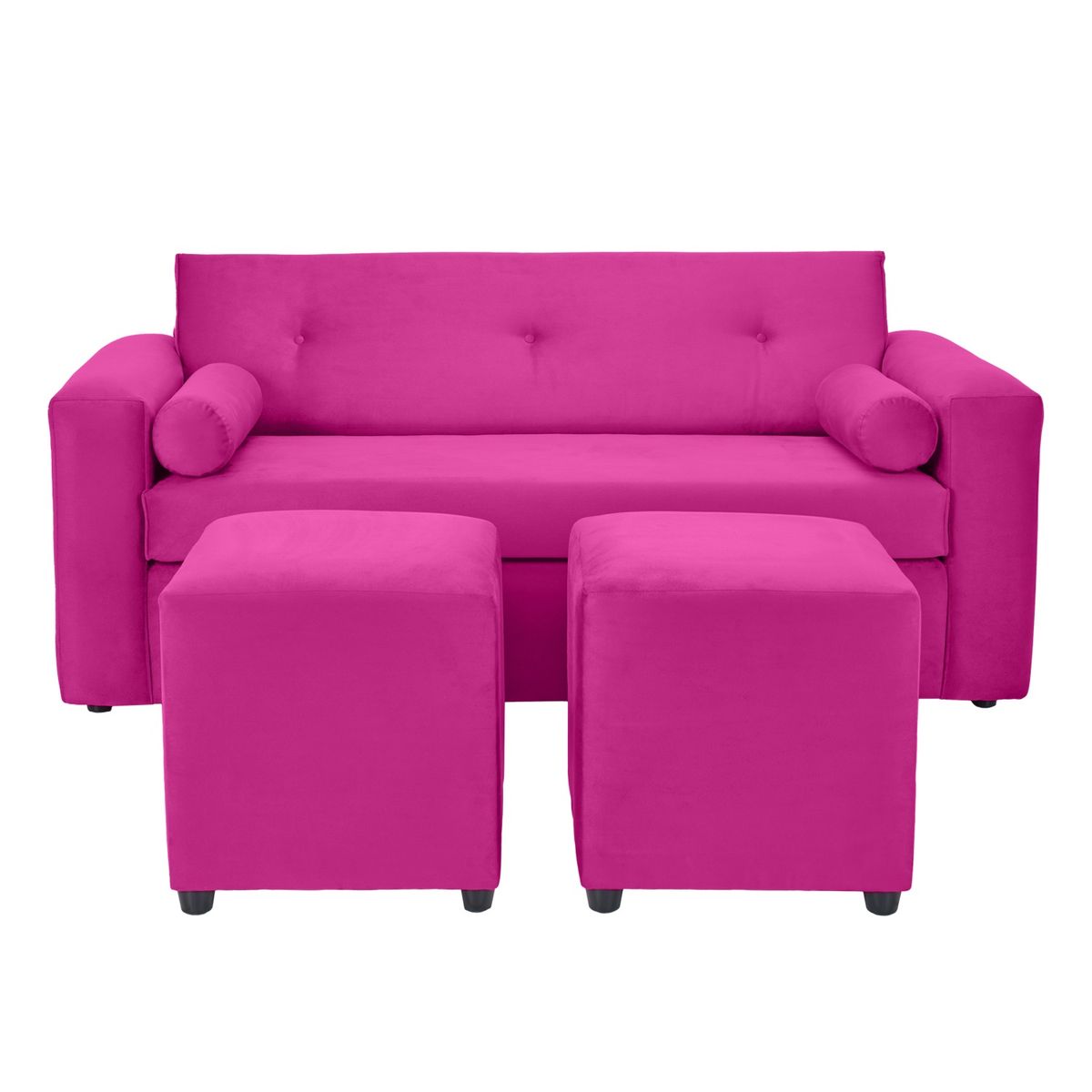 BODEVIR - Sofa Vivo 3C+2 Pouf Felpa 30 Fucsia