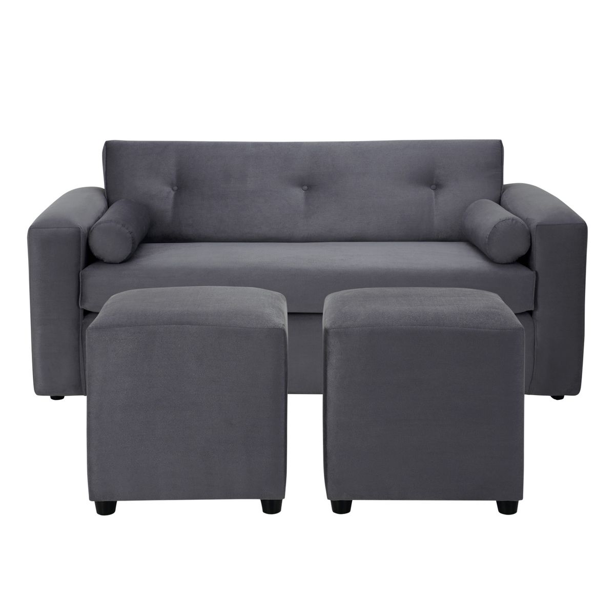 BODEVIR - Sofa Vivo 3C+2 Pouf Felpa 30 Gris